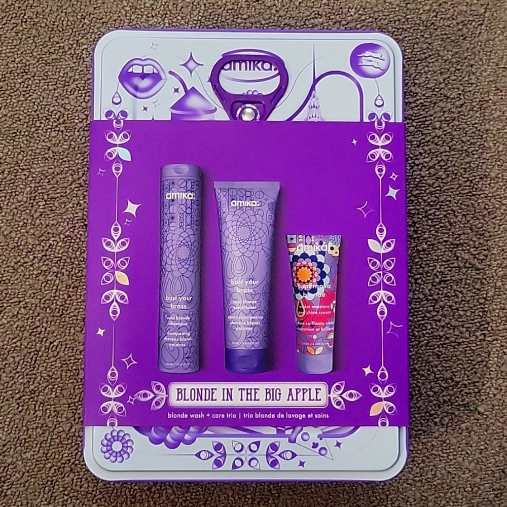 Amika Bust Your Brass shampoo and conditioner AND SUPERNOVA blonde shine